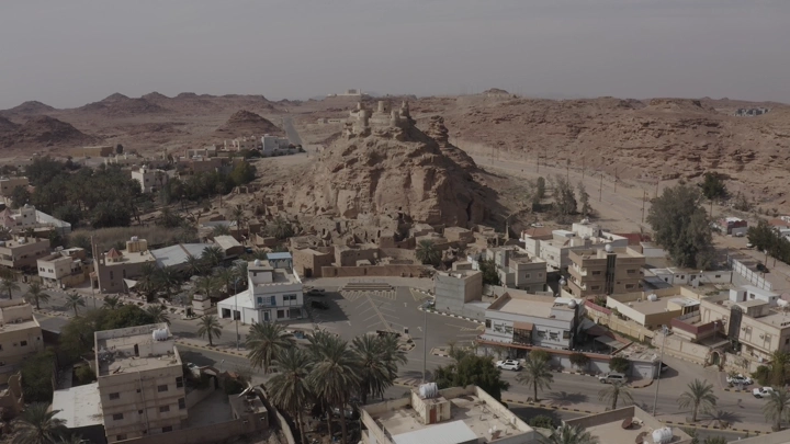 Zaabal Castle in Sakaka, a wide aerial shot.