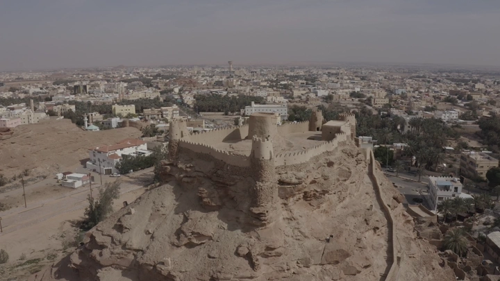 Zaabal Castle in Sakaka, daytime aerial shot.