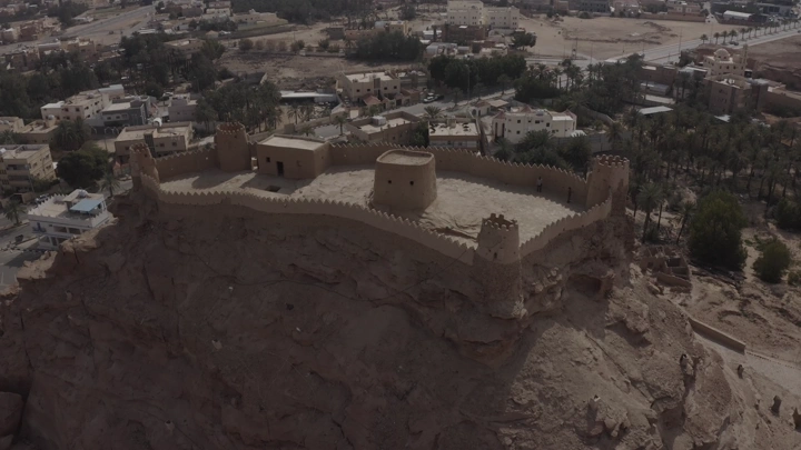 Zaabal Castle in Sakaka from above, aerial shot.