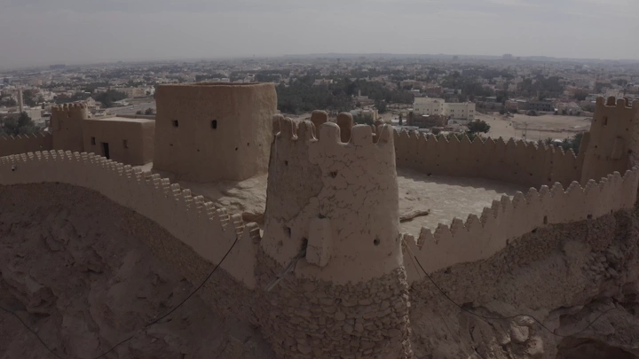 Zabal Castle in Sakaka, daytime aerial shot.