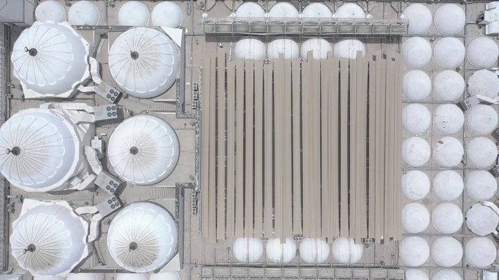 Dome of Quba Mosque in Medina, aerial shot.