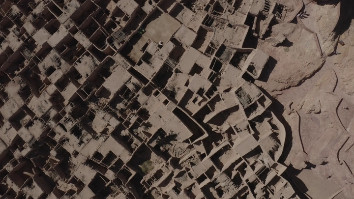 Old town of AlUla from above, aerial shot.