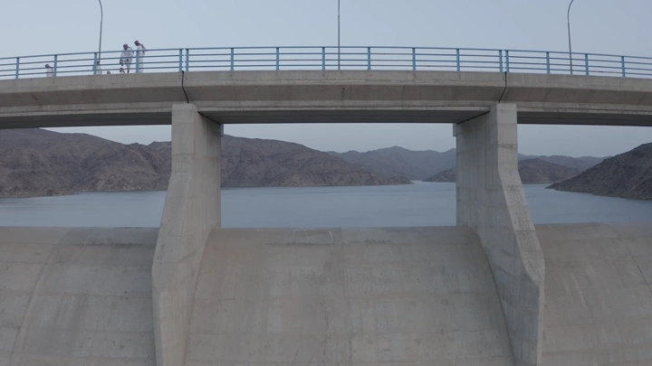 Bisha Valley Dam in Asir region, daytime low-angle shot.