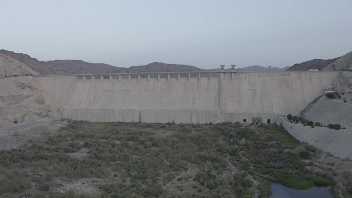 Bisha Valley Dam in Asir region, aerial shot.