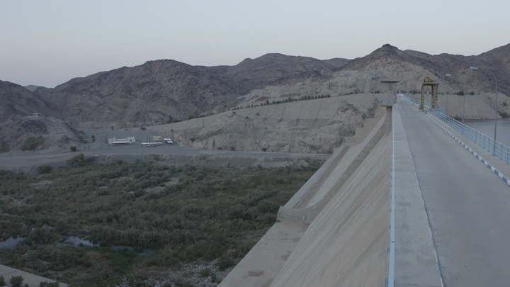 Bisha Valley Dam in Asir region, aerial shot.
