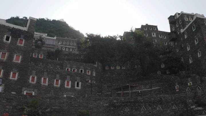 Rijal Almaa village in the Asir region, a shot from a low angle.