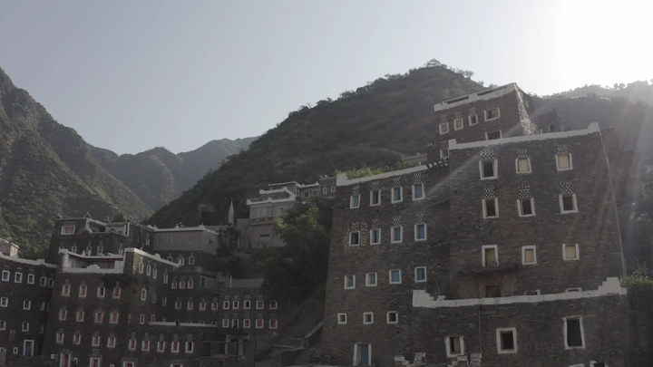 Traditional buildings in Rijal Almaa, Asir region, daytime shot.