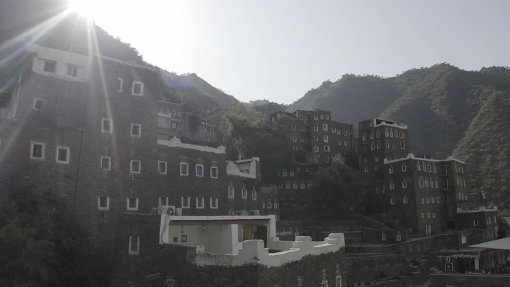 Traditional buildings in Rijal Almaa, Asir region, daytime shot.