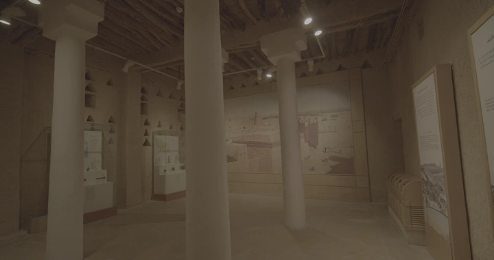 Interior of Al Masmak Fort in Riyadh, indoor shot with dim lighting.