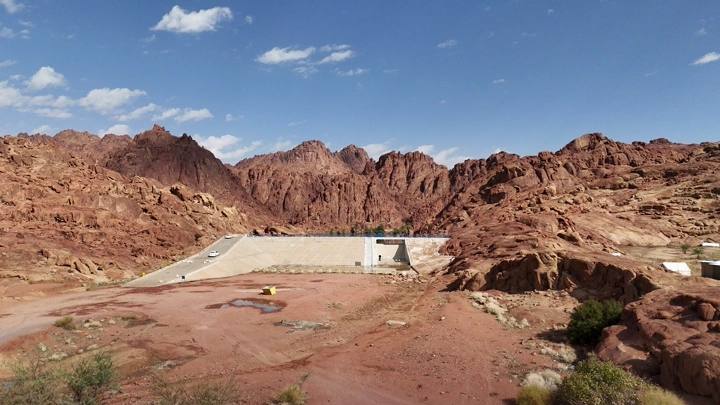 Ramiz Dam in Aqda, Hail City, aerial view.