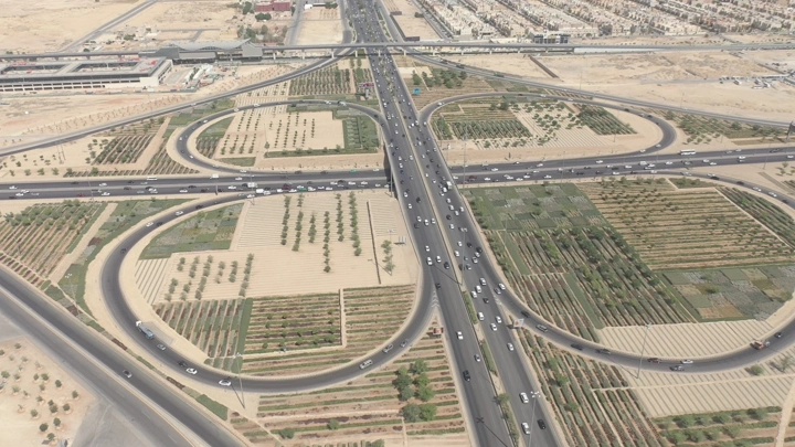 طريق الملك سلمان في الرياض من الجو، لقطة جوية