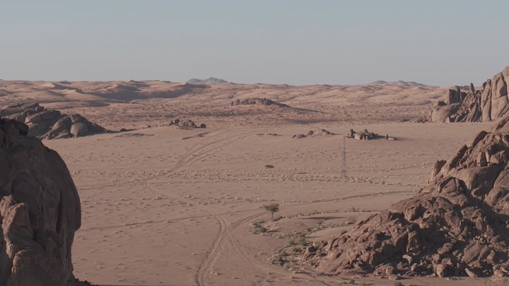 Ancient Hail mountains in Hail city, daytime drone shot.