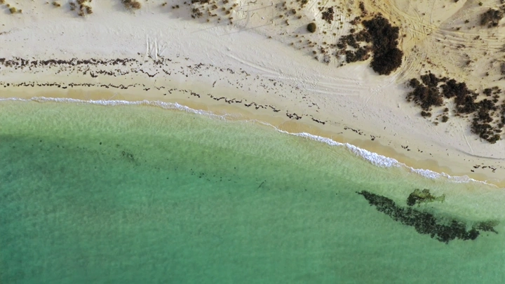 Beach of Farasan Island in the Red Sea, aerial shot.