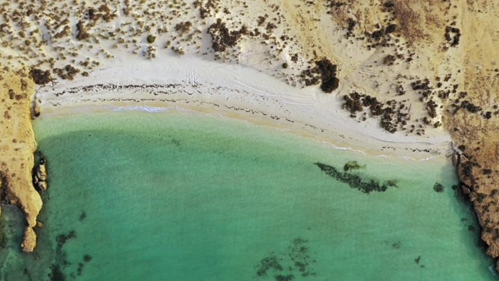 Farasan Island beach from above, aerial shot.