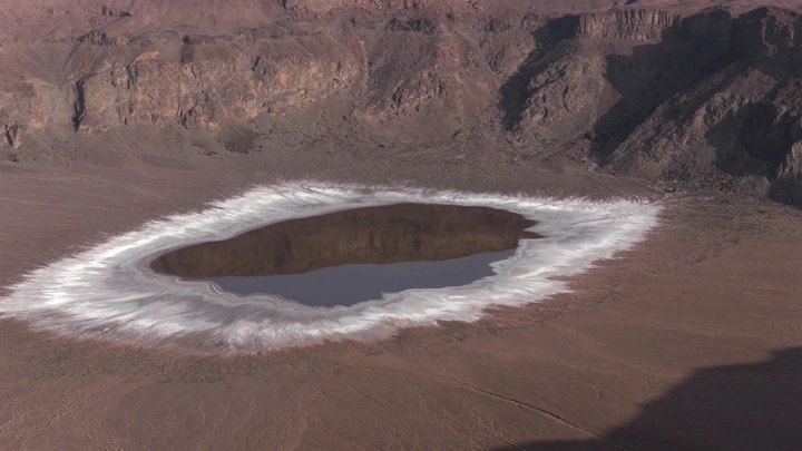 Al-Hutaymah crater in Hail, aerial shot showing unique geological formation.