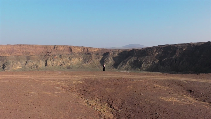 Al-Hutaymah crater in Hail, aerial shot in daylight.