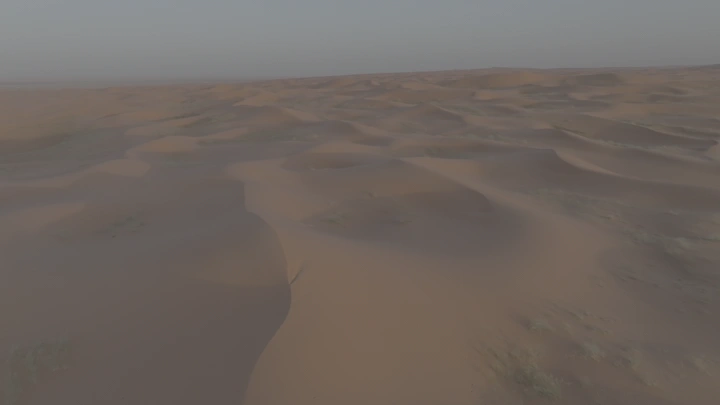 كثبان رملية في النفود الكبير عند الغروب، لقطة جوية.