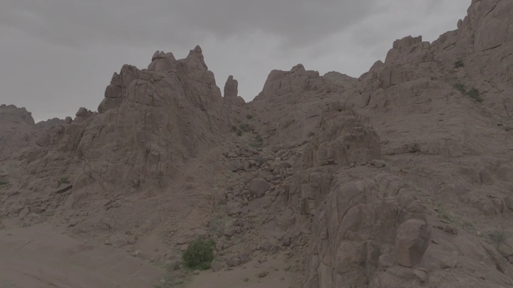 جبال حائل بعد الأمطار، لقطة جوية.