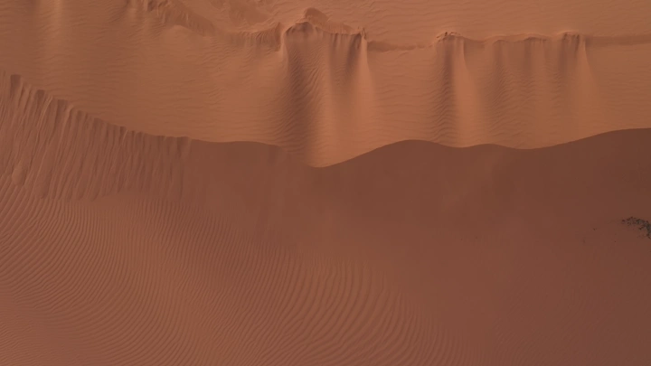كثبان رملية في الصحراء، لقطة جوية.