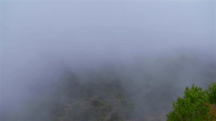 ضباب كثيف يغطي جبال بللحمر، تصوير تايم لابس  لقطة زمنية.