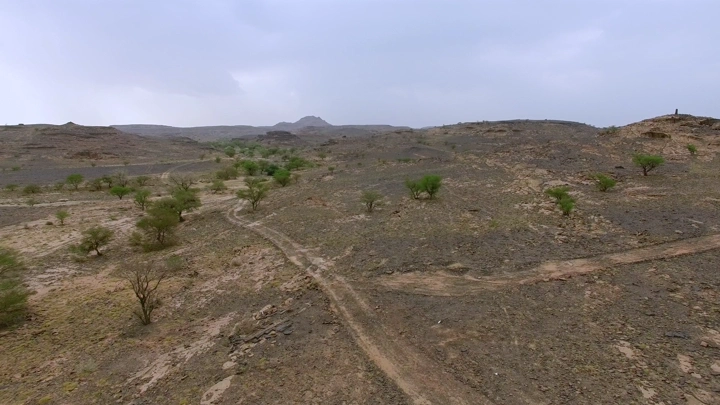 منظر طبيعي في حبونا بنجران، لقطة جوية.