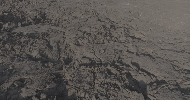 سطح لابة بركانية متجمدة في النهار، لقطة قريبة.