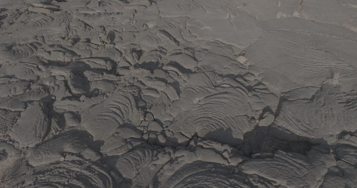 سيل لابة بركانية متجمدة، لقطة جوية .