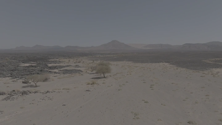 وادي بين الحره واللابه في النهار، لقطة جوية .