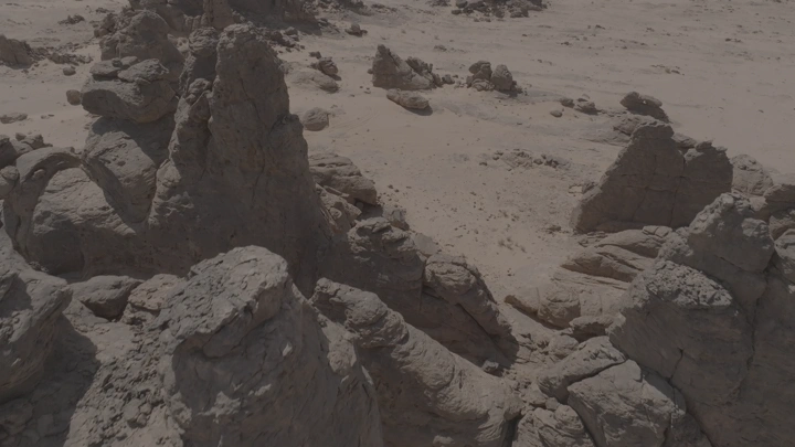 تكوينات صخرية في صحراء غراميل، لقطة جوية.