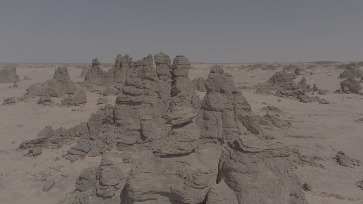 تكوينات صخرية في صحراء غراميل، لقطة جوية.