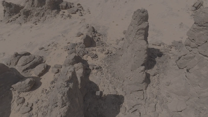 تكوينات صخرية في صحراء الغراميل، لقطة جوية.