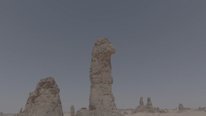 تكوينات صخرية في غراميل، لقطة نهارية واسعة. درون