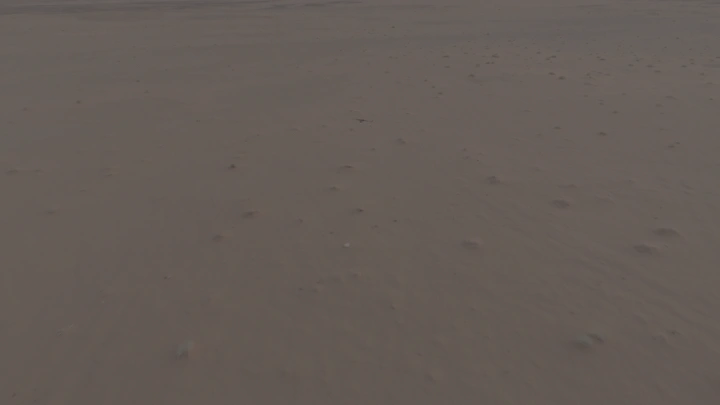 شاطئ رملي عند الغروب، لقطة أرضية.