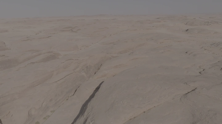 منظر جوي لصحراء الغراميل في وضح النهار، لقطة من طائرة الدرون.