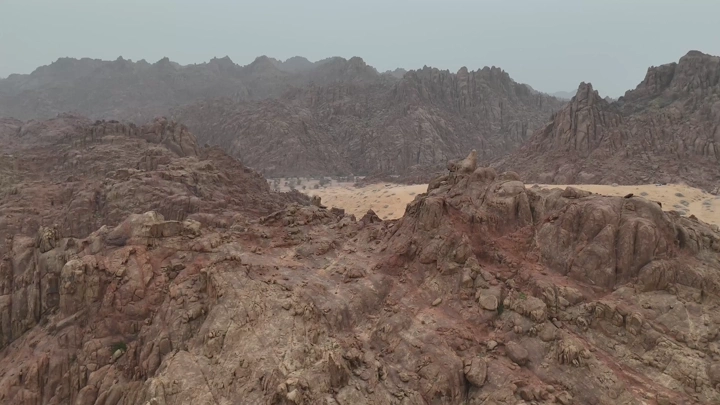 تضاريس نفود نايلات في منطقة حائل، لقطة جوية.