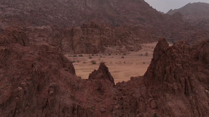 Mountainous terrain in Hail region, aerial shot.
