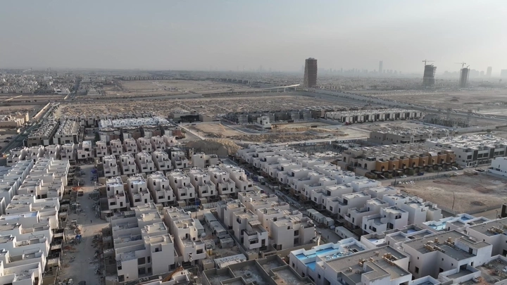 منازل النرجس في الرياض من الجو، لقطة جوية.