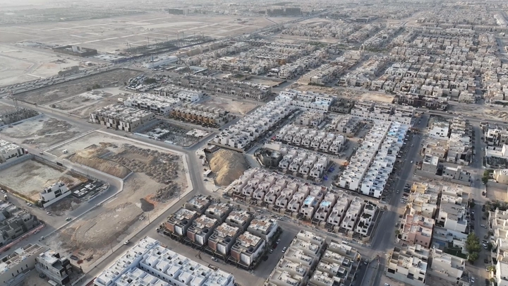 منازل النرجس في حي بالرياض، لقطة جوية.