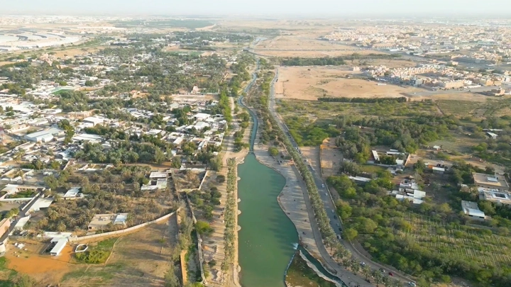 وادي حنيفة في الرياض من الجو، صورة جوية.