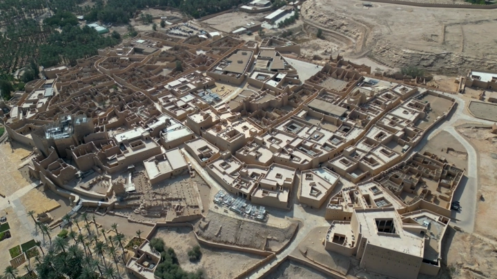 منظر جوي لمدينة الدرعية في الرياض، تصوير بطائرة الدرون.