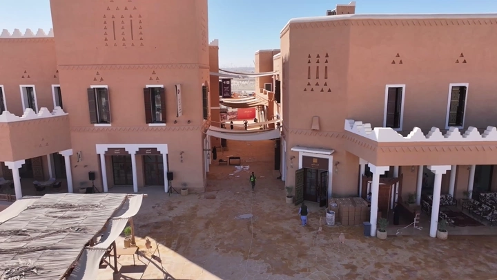 مباني تقليدية في الدرعية بالرياض، لقطة جوية.