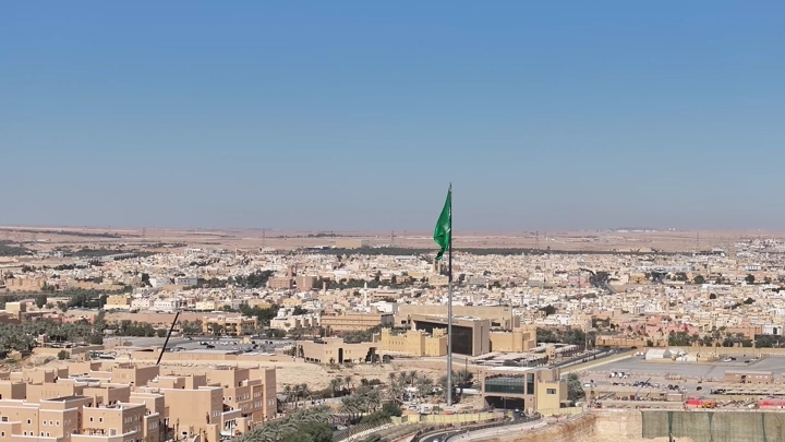 منظر لمدينة الدرعية في الرياض، لقطة من الأعلى.