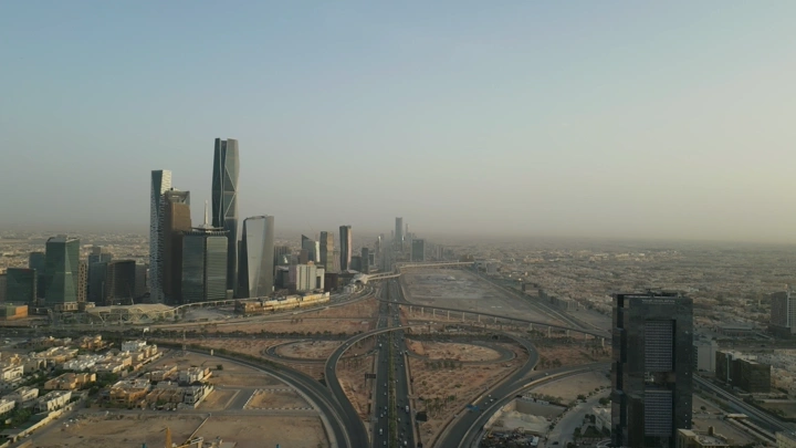 المركز المالي كافد في الرياض من الأعلى، لقطة جوية.