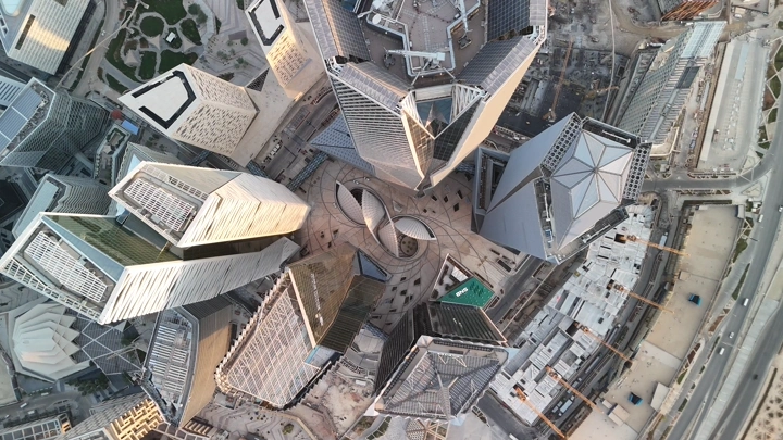 المركز المالي كافد في الرياض من الأعلى، لقطة جوية.