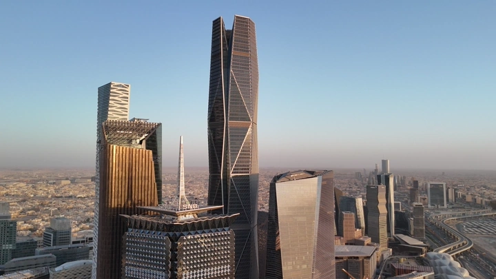 ناطحات سحاب في المركز المالي بالرياض، لقطة جوية.