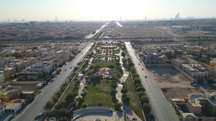 حديقة عياف في الرياض من الأعلى، لقطة جوية .