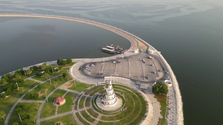 جزيرة المرجان في الدمام من الأعلى، لقطة جوية.