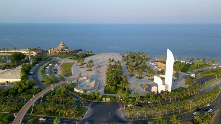 واجهة جدة البحرية من الأعلى، لقطة جوية.