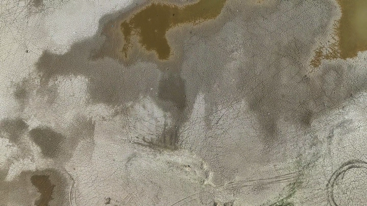 Dry Lake Najran from above, aerial shot.