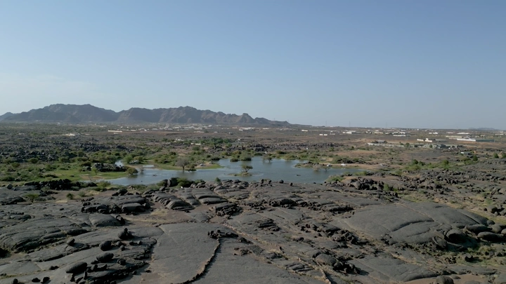 منظر طبيعي في بئر عسكر نجران، لقطة جوية.
